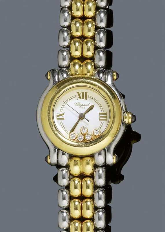 Appraisal: DIAMOND LADY'S WRISTWATCH CHOPARD HAPPY SPORT WITH RING Steel and