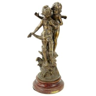 Appraisal: After August Moreau French - Le Nid White Metal Sculpture