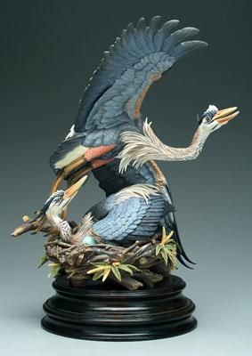 Appraisal: Hutschenreuther figural bird group male and female blue heron on