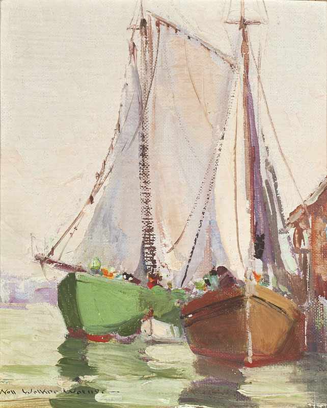 Appraisal: Nell Walker Warner - Carmel CA Docked Sailboats