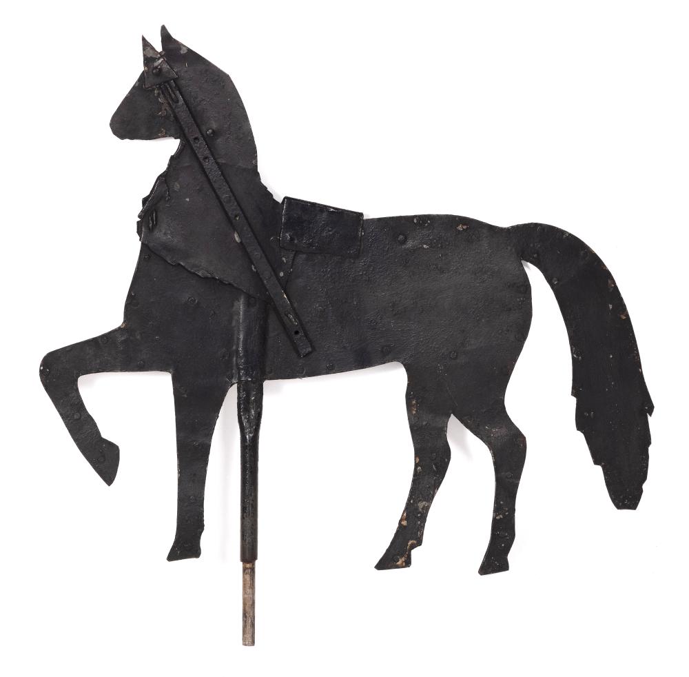 Appraisal: SHEET METAL HORSE WEATHER VANE th Century Painted black Made