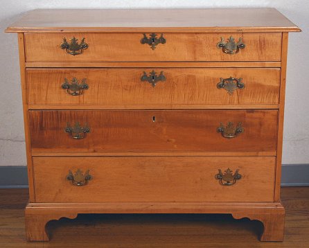 Appraisal: TH CENTURY CHIPPENDALE TIGER MAPLE CHEST drawers graduated in size