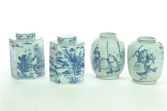 Appraisal: FOUR BLUE AND WHITE JARS China th century porcelain Pair