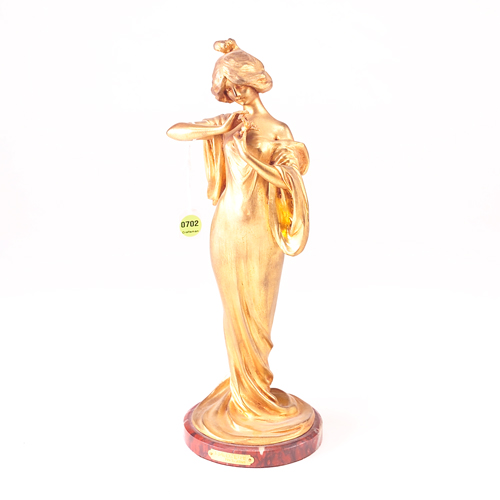 Appraisal: L ALLIOT Gilded figurine Eidelweiss an Art Nouveau maiden with