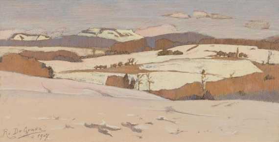 Appraisal: DE GRADA RAFFAELE Milan Winter landscape Chalk and gouache over