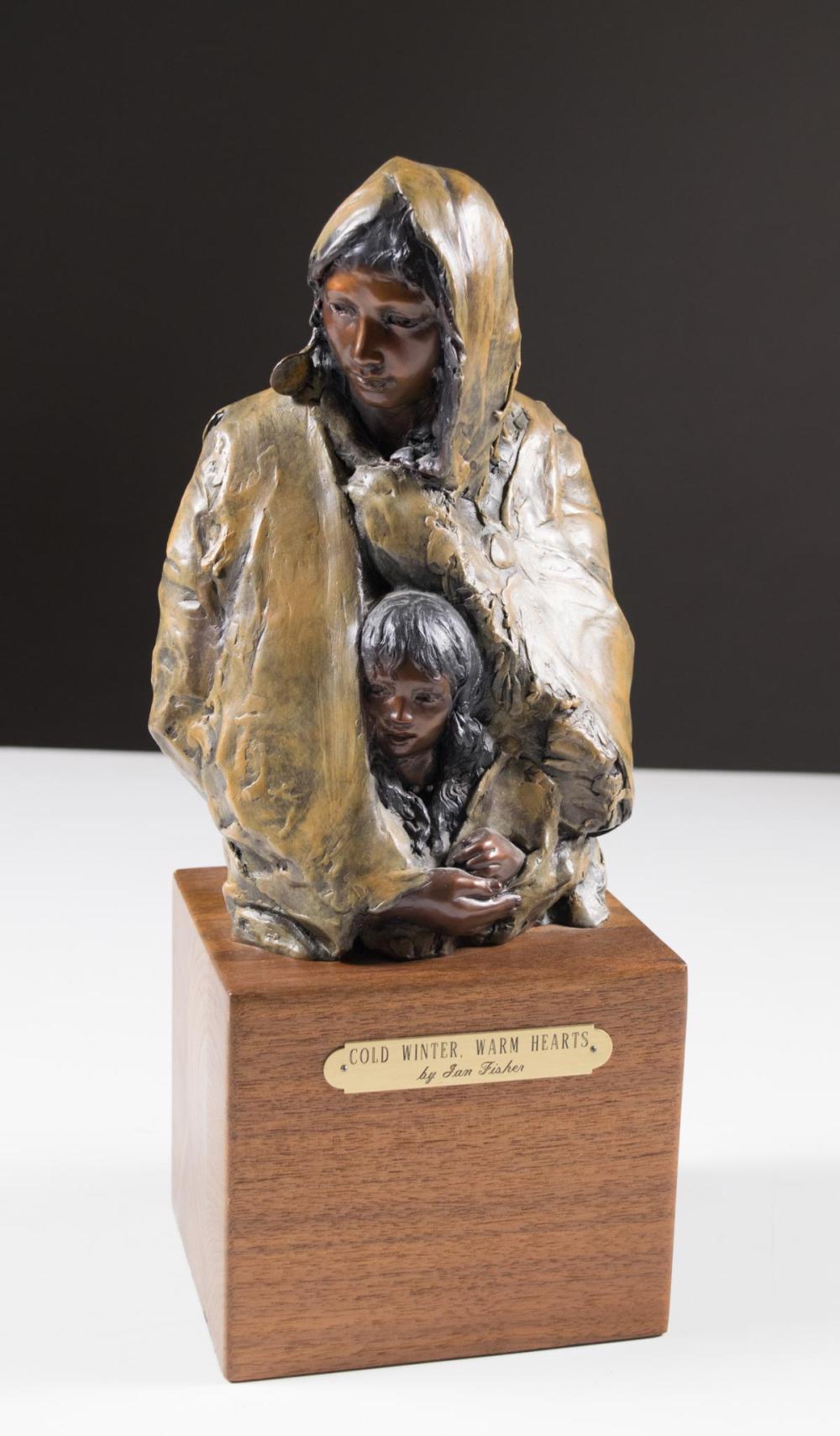 Appraisal: JAN GORDON FISHER California Hawaii born bronze sculpture Cold Winter