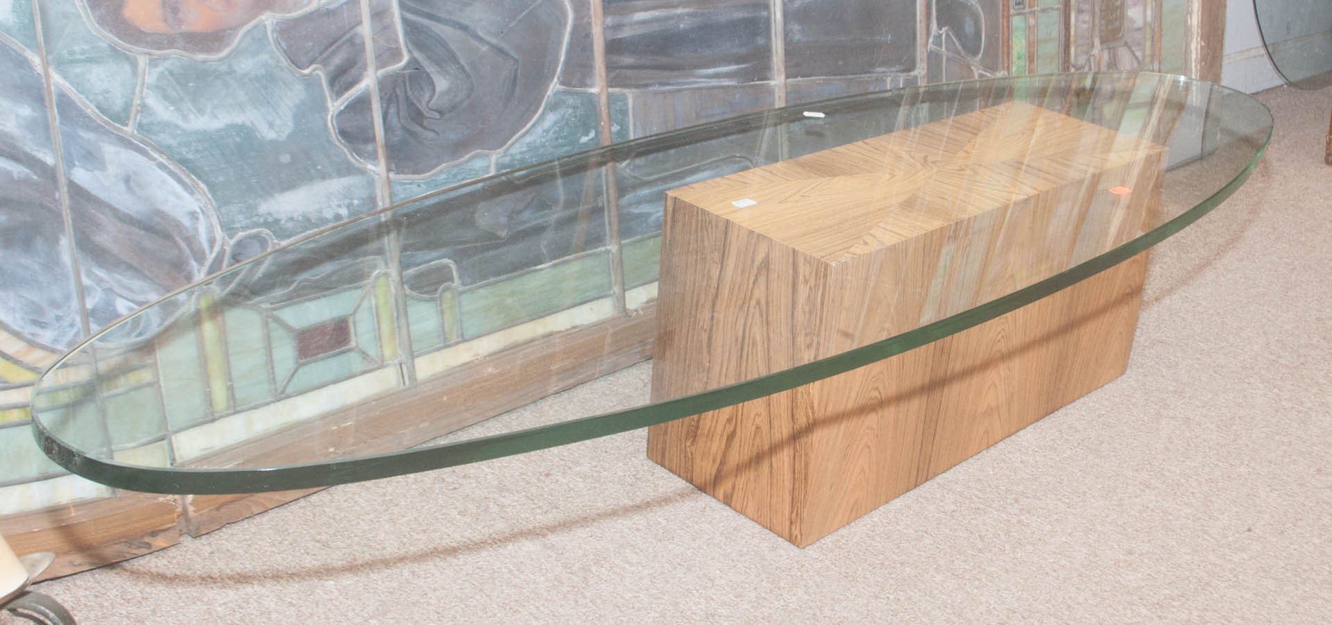 Appraisal: Contemporary glass-top occasional table Undernumber