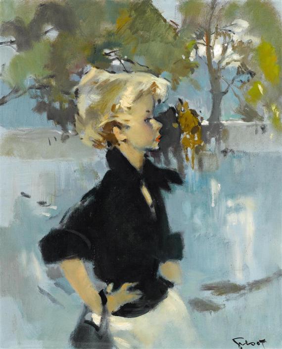 Appraisal: GRISOT PIERRE - Woman in a black blouse Oil on