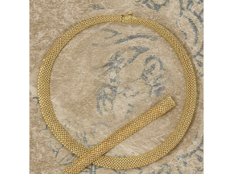 Appraisal: TIFFANY CO GOLD NECKLACE AND BRACELET k yellow gold mesh