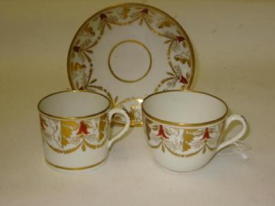 Appraisal: A COALPORT PORCELAIN TRIO c painted with iron red flowerheads