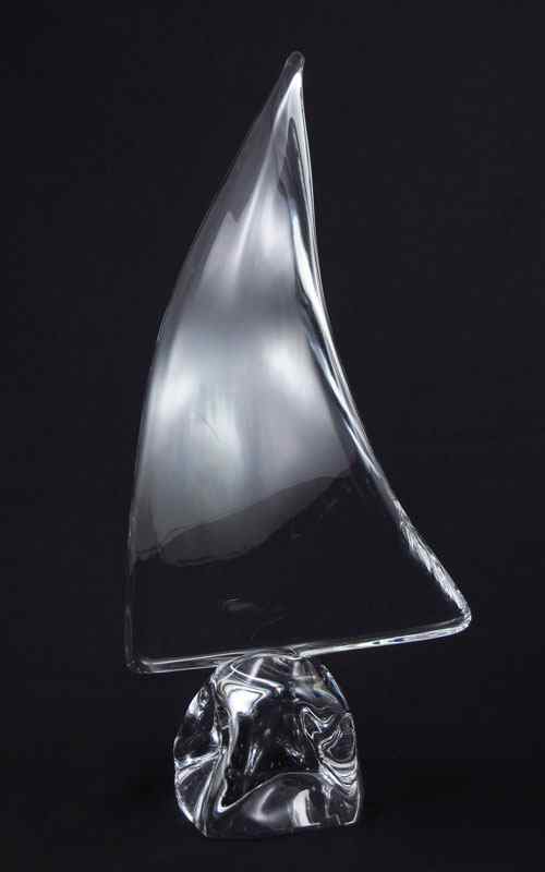 Appraisal: DAUM FRENCH CRYSTAL SAILBOAT SCULPTURE Sparkling clear crystal stylized sailboat