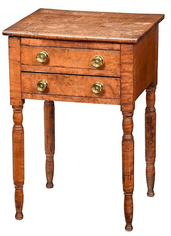 Appraisal: American Federal Tiger Maple Two Drawer Stand probably Pennsylvania th