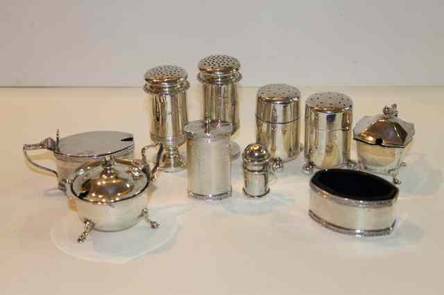 Appraisal: A COLLECTION OF VARIOUS SILVER SALTS and condiments in various