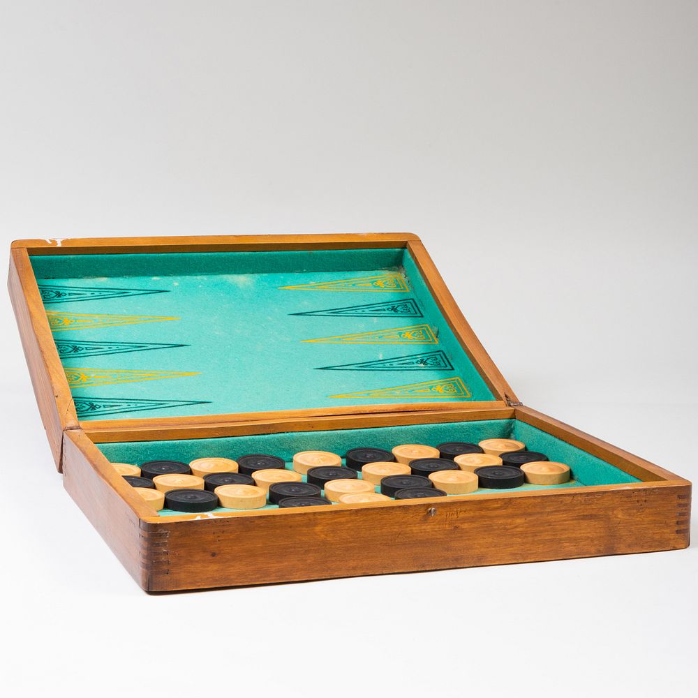 Appraisal: Inlaid Wood Game Board Box Fitted with a felt interior