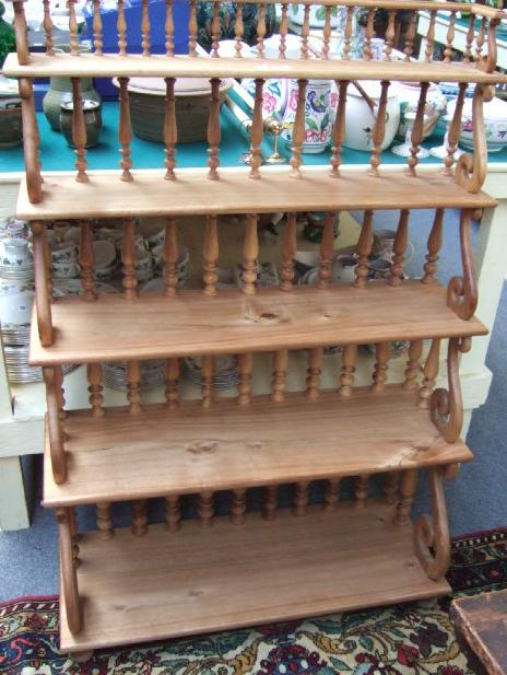 Appraisal: A th century hardwood floor standing waterfall bookcase each of