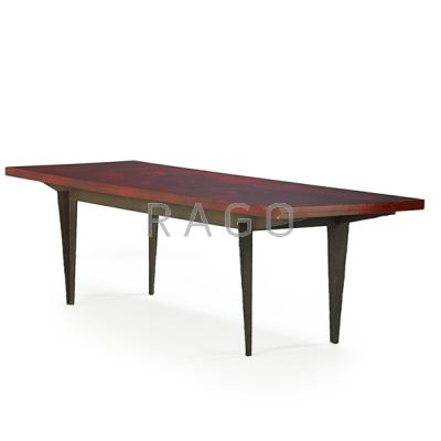 Appraisal: SERGE DAMON b Console table France Resin-coated enamels over wood