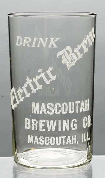 Appraisal: Electric Brew Acid-Etched Beer Glass Mascoutah Brewing Company Pebbled lettering