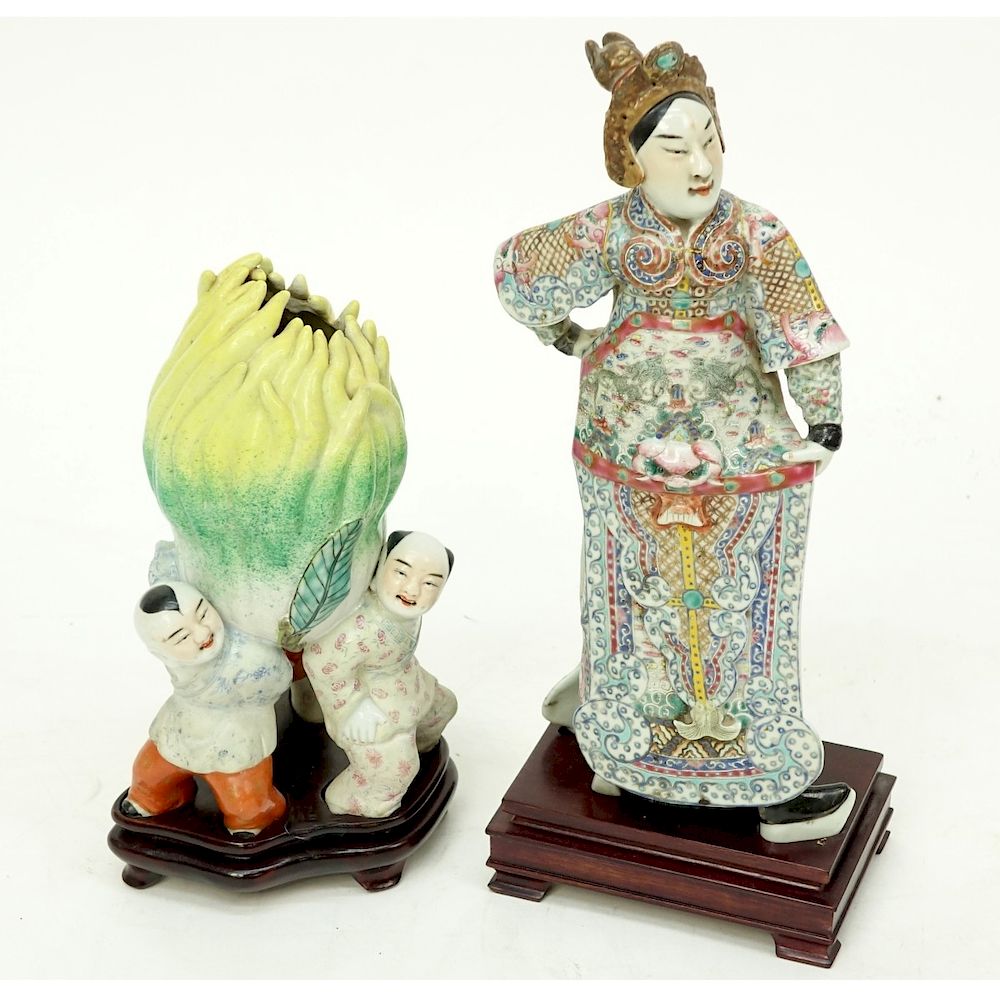 Appraisal: Chinese Figurines Grouping of Two Chinese Export Porcelain Figurines on