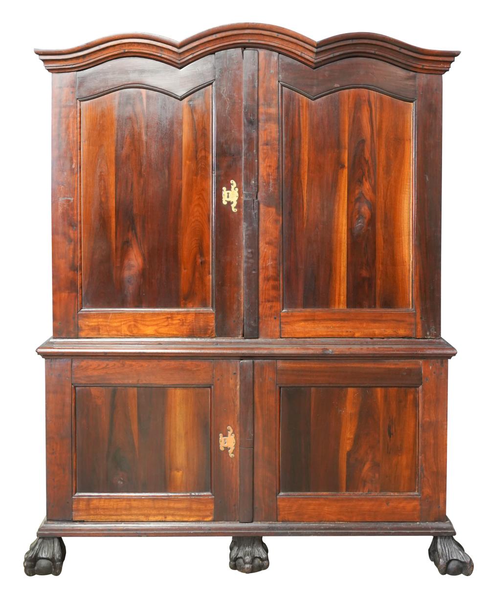 Appraisal: BAROQUE-STYLE STAINED WOOD CABINETon carved ball-and-claw feet no key inches