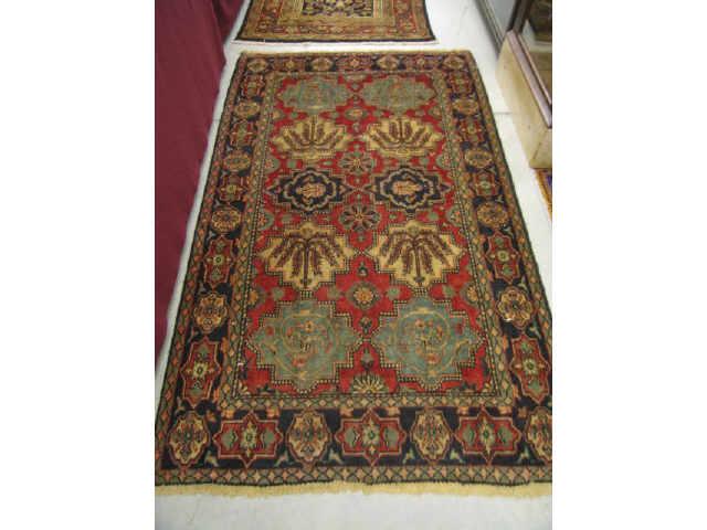 Appraisal: Kashan Persian Handmade Rug double row of medallions red field