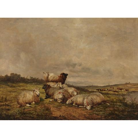 Appraisal: Thomas Sidney Cooper - SHEEP AND COWS RESTING IN A