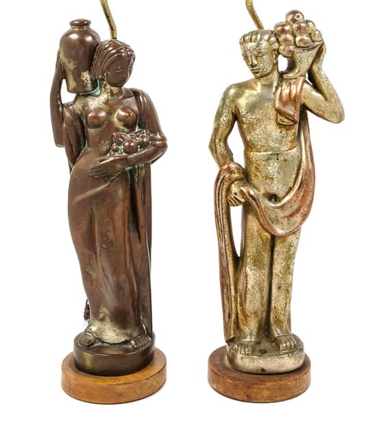 Appraisal: Sale Lot A Pair of Kupur Art Deco Figures of