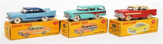 Appraisal: Three Dinky American Cars including Nash Rambler turquoise with cerise