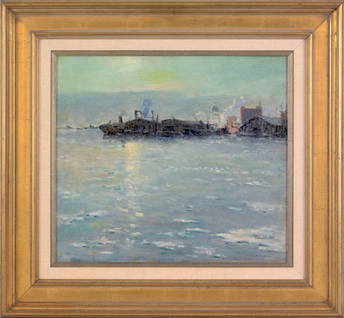 Appraisal: Frederick Wagner American - oil on canvas titled The Port