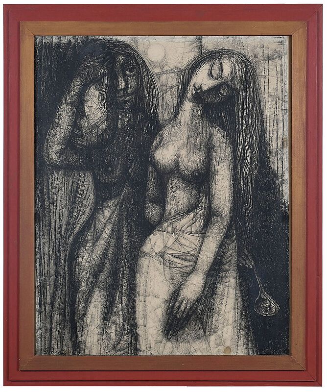 Appraisal: M Rusk Modern Drawing American th century Two Nudes signed