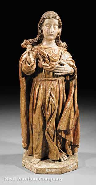 Appraisal: An Antique Continental Carved Polychromed and Gilt Figure of St