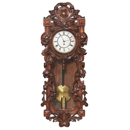 Appraisal: A German carved walnut Vienna wall timepiece late th c