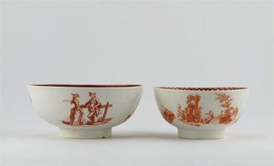 Appraisal: Two Bow bowls printed in iron red with 'The Singing