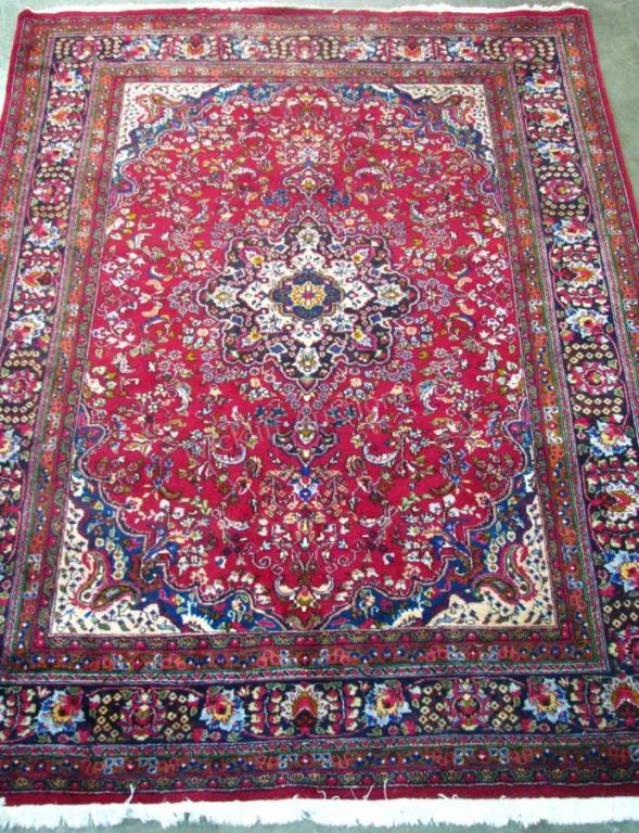 Appraisal: Handmade Oriental Room Size Rug Mashad design red field with