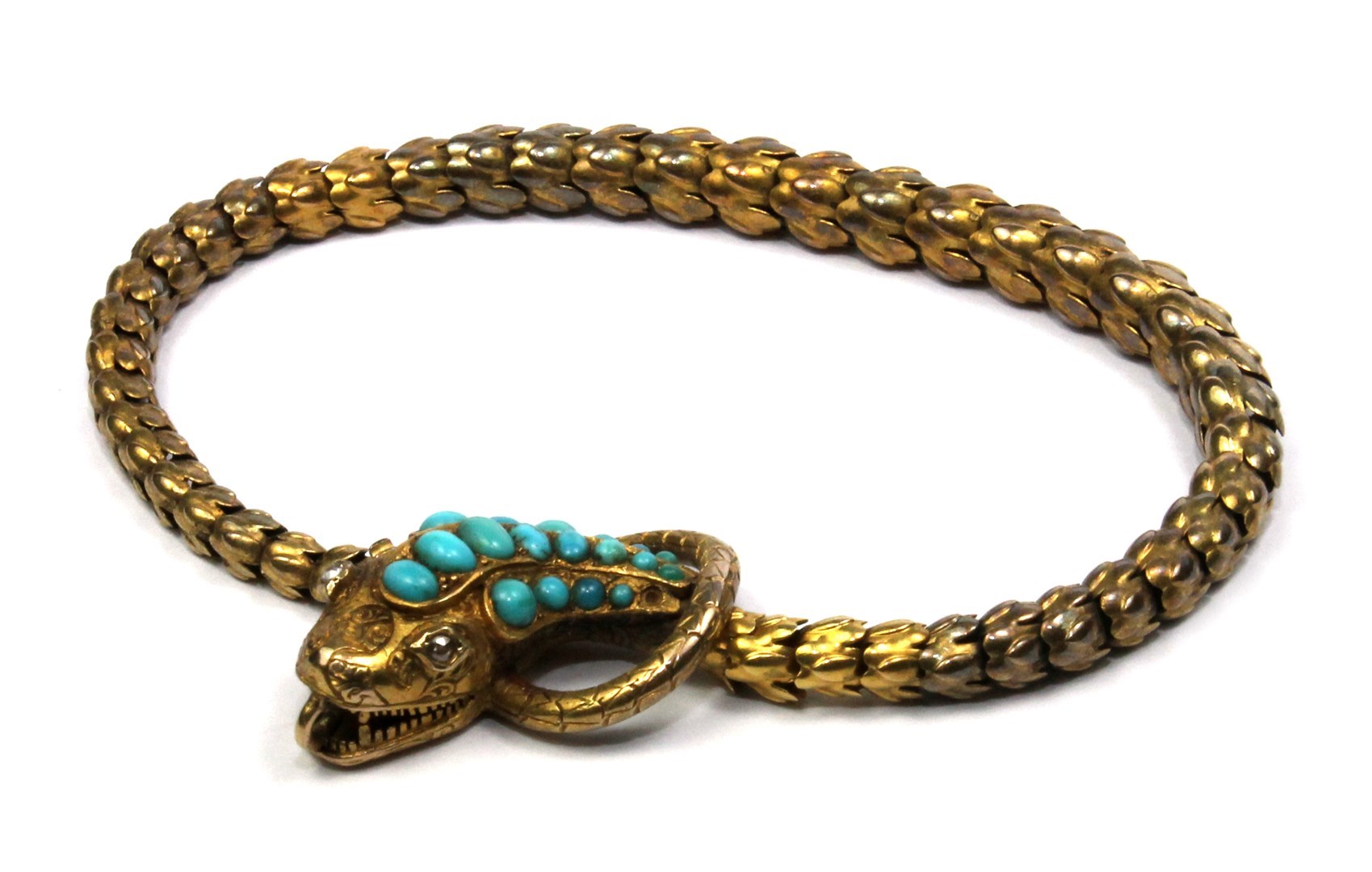 Appraisal: A Victorian turquoise set bracelet in a serpentine design the