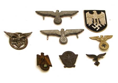 Appraisal: Lot of misc metal German eagles and pith helmet eagle