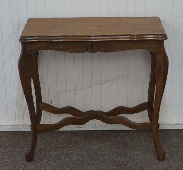 Appraisal: Vintage 's walnut refreshment side table with detail carved skirt