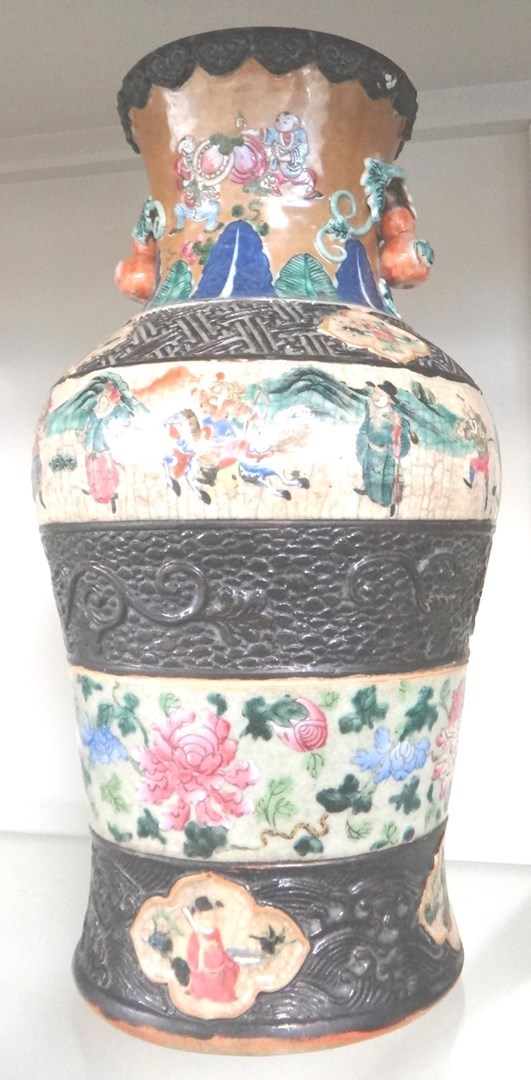 Appraisal: A Chinese famille-rose crackle glazed baluster vase late th century