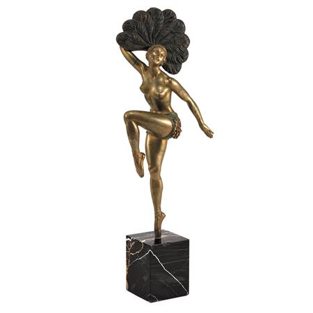 Appraisal: Art Deco Cold Painted and Patinated-Bronze Figure of a Fan