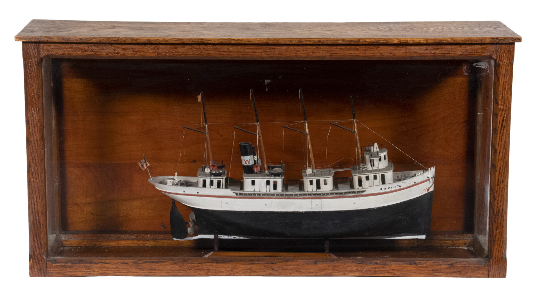 Appraisal: CASED MODEL OF AMERICAN SAIL STEAM SHIP Circa Model of