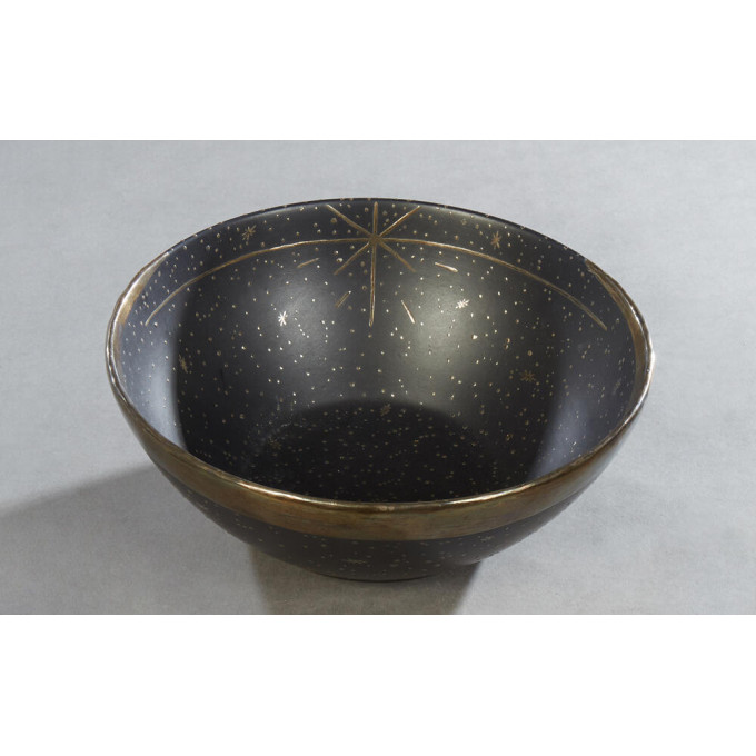 Appraisal: Emilia Castillo Sterling Mounted Moon and Star Pottery Bowl Taxco