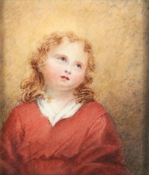 Appraisal: An English School rectangular portrait miniature of a young child