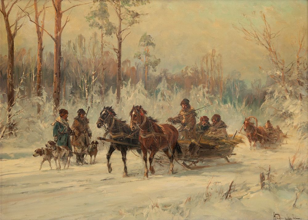 Appraisal: WLADYSLAW CHMIELINSKI POLISH - WLADYSLAW CHMIELINSKI POLISH - Horse Drawn