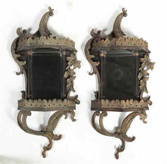 Appraisal: Two Georgian Style Carved Wood Wall Brackets having multiple tiers