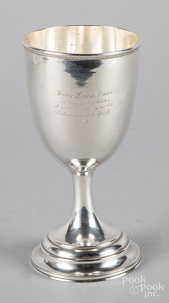 Appraisal: Silver goblet dated Silver goblet dated with presentation to Herrn