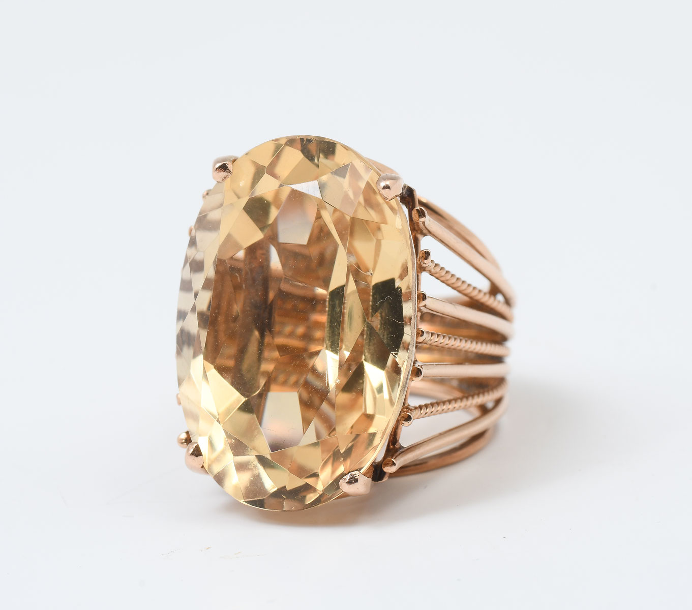 Appraisal: K CT CITRINE RING K rose gold ring contains one