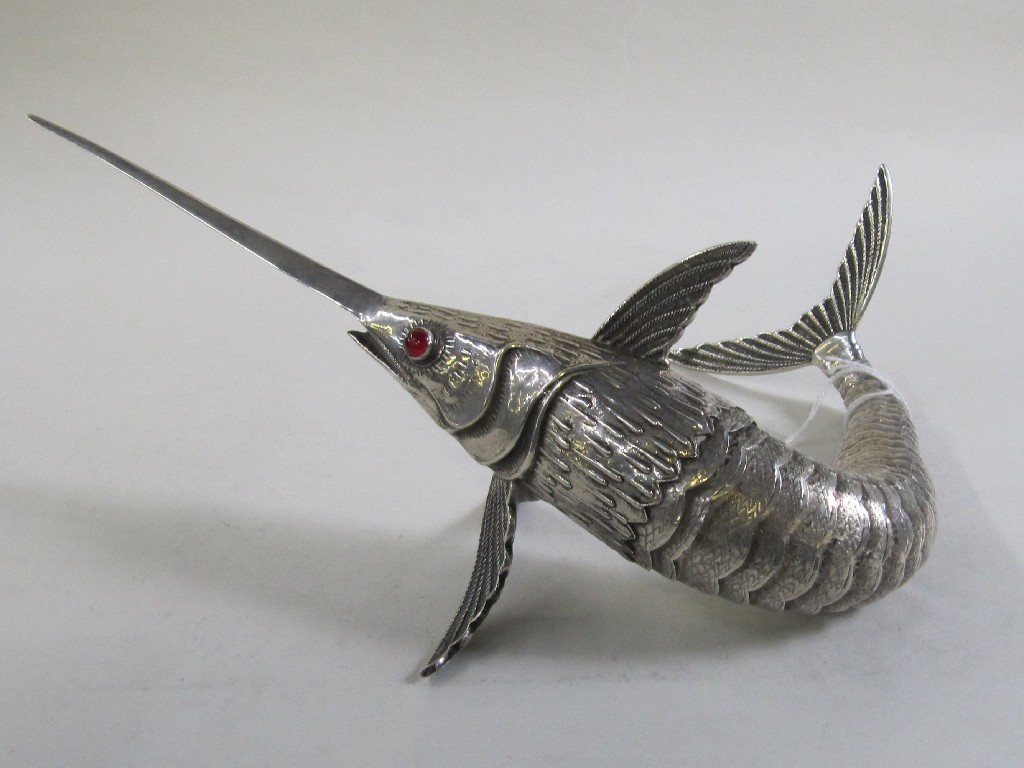 Appraisal: Articulated white metal model of a swordfish