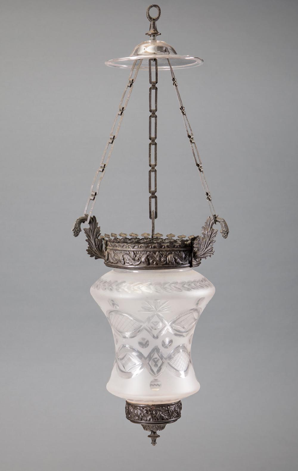 Appraisal: American Classical Patinated Metal Hall Lantern early-to-mid th c foliate