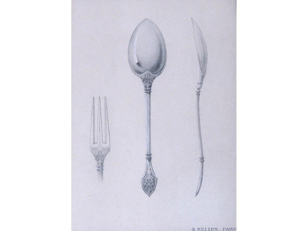 Appraisal: By G Keller - profile study of cutlery signed G