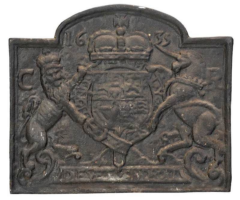 Appraisal: Cast Iron Fireback with British Coat of Arms th th