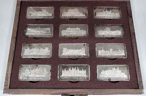 Appraisal: A set of twelve Elizabeth II silver ingots depicting royal